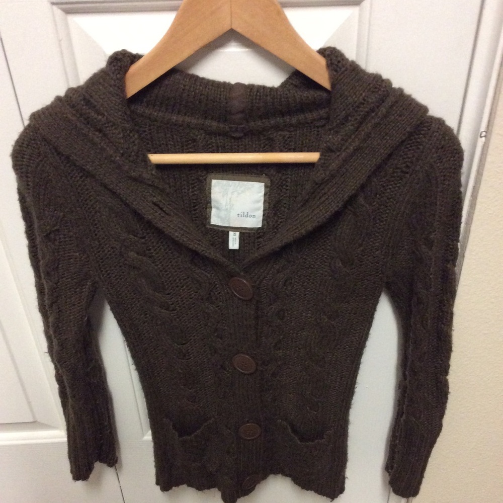Tildon Button Down Cardigan w/Hood